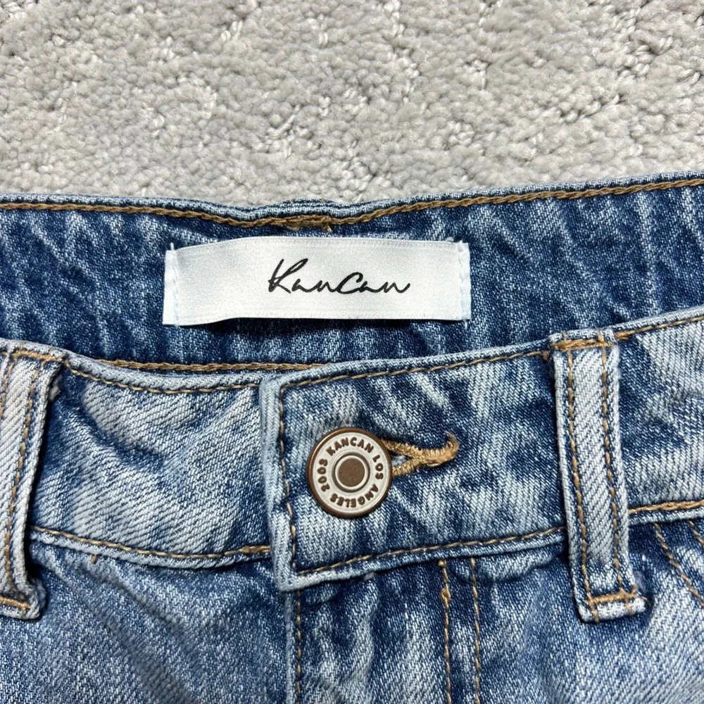 KanCan Jean Shorts Womens Medium Blue Light Wash‎ Denim High Rise Distressed Hem